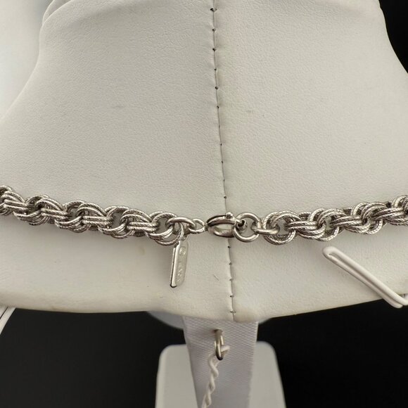 Monet Silver-Tone Rope Chain Necklace Elegant Twisted Braided Design Vintage Loo - Picture 5 of 7
